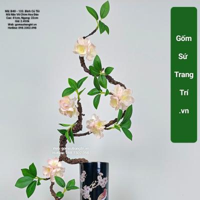 bình củ tỏi mã não chim hoa đào cao cấp tại gốm sứ trang trí